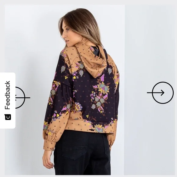 Floral Print Women's Hoodie - Black and Tan Anthro Scotch and Soda starwatcher - Picture 4 of 9